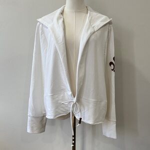 NWT Kaktus White Tie-Front Hoodie – Size 2X, Oversized Fit